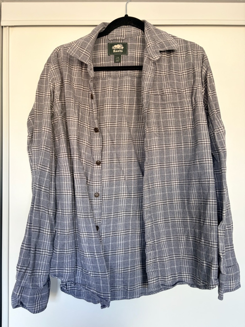 Roots Gray Plaid Casual Button-Down Shirt